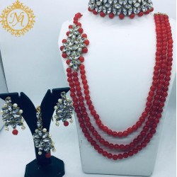 Naitikaarts Latest Necklace Traditional Ethnic Jewellery Set for Women and Girls NA-05-RED