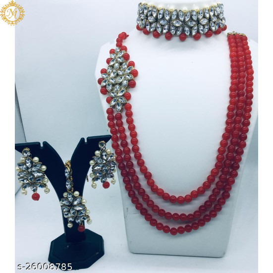 Naitikaarts Latest Necklace Traditional Ethnic Jewellery Set for Women and Girls NA-05-RED