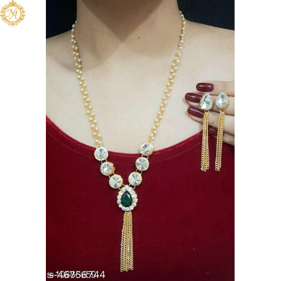 Naitikaarts Latest Necklace Traditional Ethnic Jewellery Set for Women and Girls NA-101-GREEN