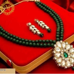 Naitikaarts Latest Necklace Traditional Ethnic Jewellery Set for Women and Girls NA-93-GREEN