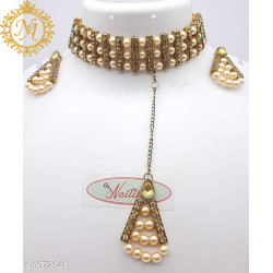 Naitikaarts Latest Choker Design Traditional Stylish Fancy Pearl Necklace Jewellery Set for Women NA-56