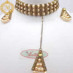 Naitikaarts Latest Choker Design Traditional Stylish Fancy Pearl Necklace Jewellery Set for Women NA-56