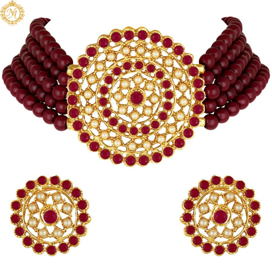 Naitikaarts Latest Choker Design Traditional Stylish Fancy Pearl Necklace Jewellery Set for Women NA132-M Naitikaarts Latest Choker Design Traditional Stylish Fancy Pearl Necklace Jewellery Set for Women NA132-M