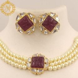 Naitikaarts Latest Choker Design Traditional Stylish Fancy Pearl Necklace Jewellery Set for Women NA281RU