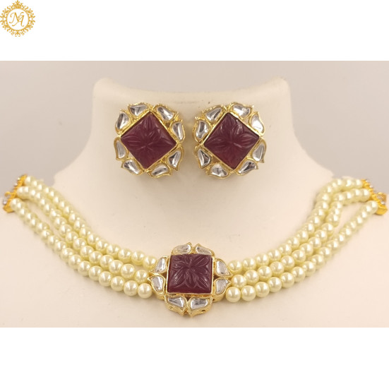 Naitikaarts Latest Choker Design Traditional Stylish Fancy Pearl Necklace Jewellery Set for Women NA281RU Naitikaarts Latest Choker Design Traditional Stylish Fancy Pearl Necklace Jewellery Set for Women NA281RU