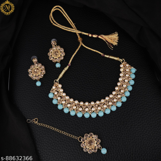 Naitikaarts Latest Choker Design Traditional Stylish Fancy Pearl Necklace Jewellery Set for Women NAITIKA76FIROGE