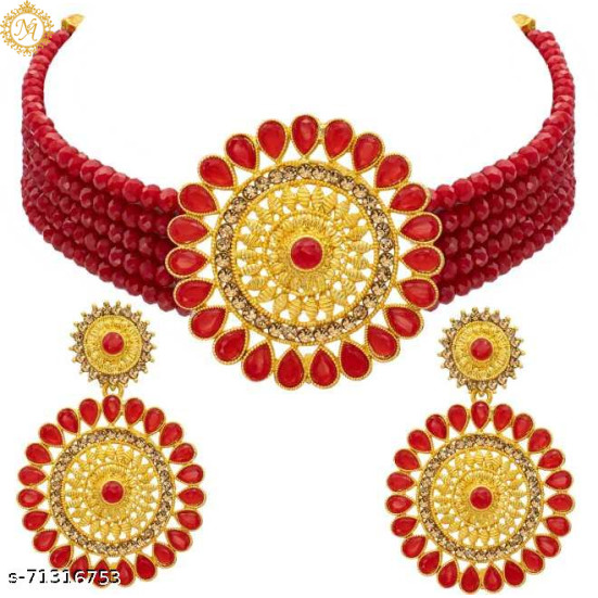 Naitikaarts Latest Choker Design Traditional Stylish Fancy Pearl Necklace Jewellery Set for Women NAITIKA145RED Naitikaarts Latest Choker Design Traditional Stylish Fancy Pearl Necklace Jewellery Set for Women NAITIKA145RED