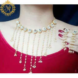 Naitikaarts Latest Choker Design Traditional Stylish Fancy Pearl Necklace Jewellery Set for Women NA-100