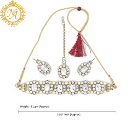 Naitikaarts Latest Choker Design Traditional Stylish Fancy Pearl Necklace Jewellery Set for Women NA-117