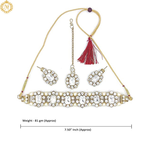 Naitikaarts Latest Choker Design Traditional Stylish Fancy Pearl Necklace Jewellery Set for Women NA-117