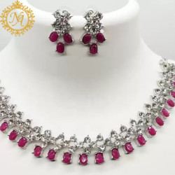 Naitikaarts Latest Choker Design Traditional Stylish Fancy Pearl Necklace Jewellery Set for Women NA-130-RUBE
