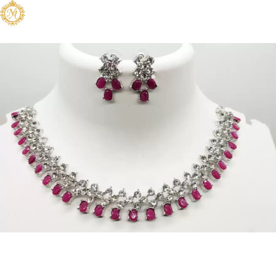 Naitikaarts Latest Choker Design Traditional Stylish Fancy Pearl Necklace Jewellery Set for Women NA-130-RUBE
