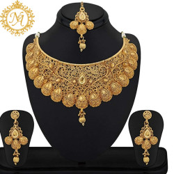 Naitikaarts Latest Choker Design Traditional Stylish Fancy Pearl Necklace Jewellery Set for Women NA-228