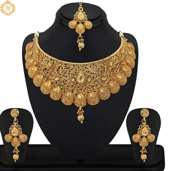 Naitikaarts Latest Choker Design Traditional Stylish Fancy Pearl Necklace Jewellery Set for Women NA-228