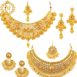 Naitikaarts Latest Choker Design Traditional Stylish Fancy Pearl Necklace Jewellery Set for Women NA-228+165