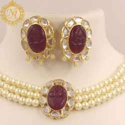 Naitikaarts Latest Choker Design Traditional Stylish Fancy Pearl Necklace Jewellery Set for Women NA-280RU