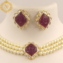 Naitikaarts Latest Choker Design Traditional Stylish Fancy Pearl Necklace Jewellery Set for Women NA-282-RU