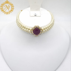 Naitikaarts Latest Choker Design Traditional Stylish Fancy Pearl Necklace Jewellery Set for Women NA-282-RUBE