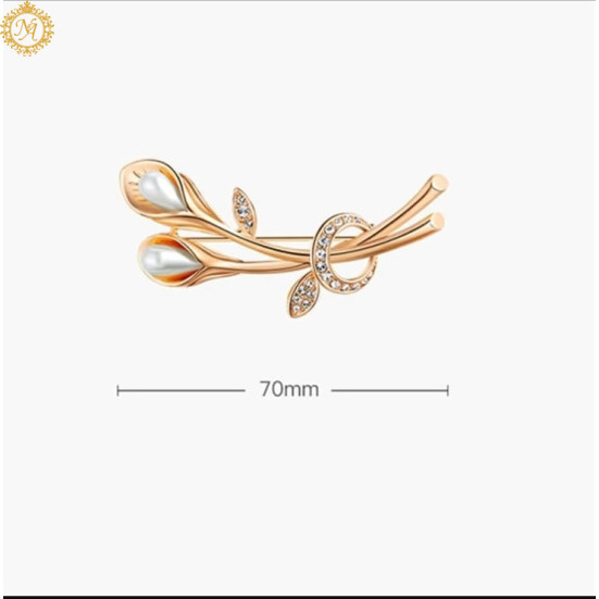 Naitikaarts Elegant Artificial Flower Rhinestone Brooch Pin Brooch Wedding Brooch (Gold)