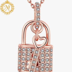 Naitikaarts Rose Gold Plated Lock and Key Pendant with Chain for Women