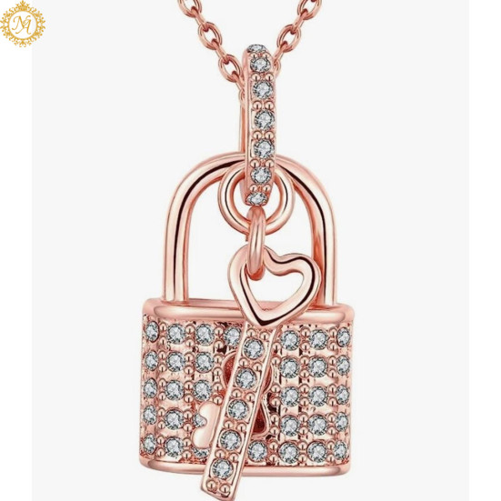Naitikaarts Rose Gold Plated Lock and Key Pendant with Chain for Women Naitikaarts Rose Gold Plated Lock and Key Pendant with Chain for Women