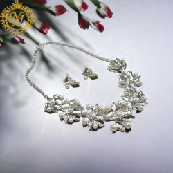 Naitikaarts Latest Choker Design Traditional Stylish Fancy Pearl Necklace Jewellery Set for Women NA-SLV-CHO