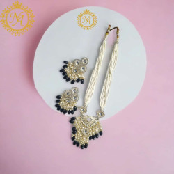 Naitikaarts Latest Necklace Traditional Ethnic Jewellery Set for Women and Girls NA-NEXK-EAR-Blk
