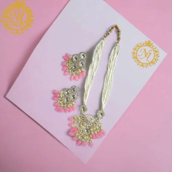 Naitikaarts Latest Necklace Traditional Ethnic Jewellery Set for Women and Girls NA-NEXK-EAR-PNK