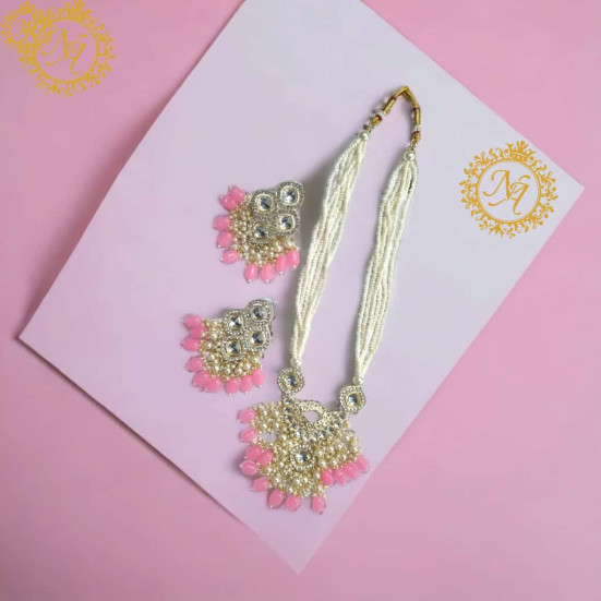Naitikaarts Latest Necklace Traditional Ethnic Jewellery Set for Women and Girls NA-NEXK-EAR-PNK