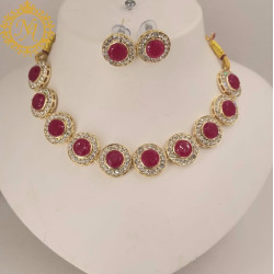 Naitikaarts Latest Choker Design Traditional Stylish Fancy Pearl Necklace Jewellery Set for Women NA-313-RUBE