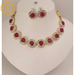 Naitikaarts Latest Choker Design Traditional Stylish Fancy Pearl Necklace Jewellery Set for Women NA-313-RUBE