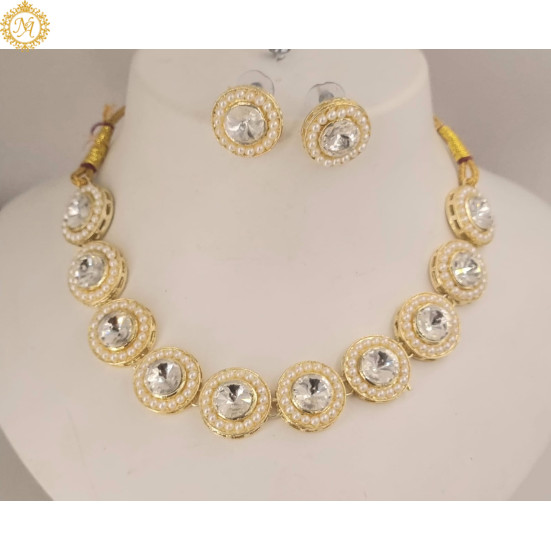 Naitikaarts Latest Choker Design Traditional Stylish Fancy Pearl Necklace Jewellery Set for Women NA-314-W