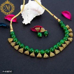 Naitikaarts Latest Choker Design Traditional Stylish Fancy Pearl Necklace Jewellery Set for Women NA-326-W