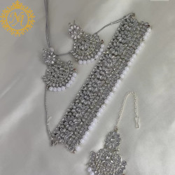 Naitikaarts Latest Choker Design Traditional Stylish Fancy Pearl Necklace Jewellery Set for Women NA-327