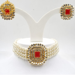 Naitikaarts Latest Choker Design Traditional Stylish Fancy Pearl Necklace Jewellery Set for Women NA-335