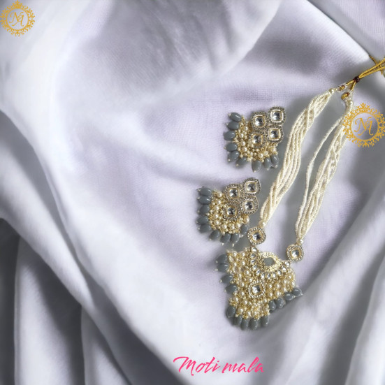 Naitikaarts Latest Necklace Traditional Ethnic Jewellery Set for Women and Girls NA-NEXK-EAR-GRY Naitikaarts Latest Necklace Traditional Ethnic Jewellery Set for Women and Girls NA-NEXK-EAR-GRY
