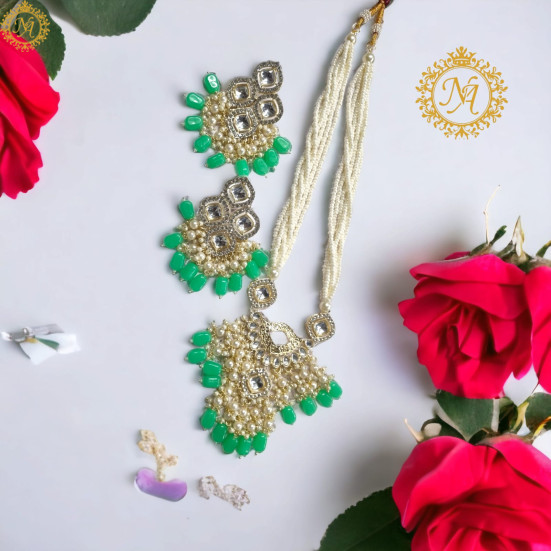 Naitikaarts Latest Necklace Traditional Ethnic Jewellery Set for Women and Girls NA-NEXK-EAR-GRN Naitikaarts Latest Necklace Traditional Ethnic Jewellery Set for Women and Girls NA-NEXK-EAR-GRN