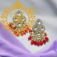 Naitikaarts High Quality Kundan studded Drop Earrings for Girls and Women Jewellery Red
