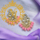 Naitikaarts High Quality Kundan studded Drop Earrings for Girls and Women Jewellery Pink