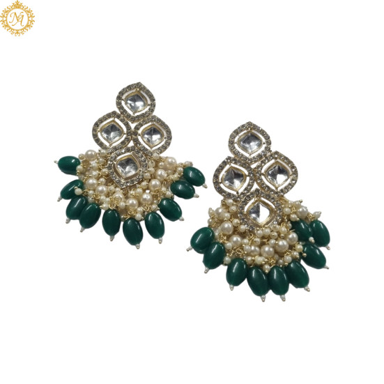 Naitikaarts High Quality Kundan studded Drop Earrings for Girls and Women Jewellery Green Naitikaarts High Quality Kundan studded Drop Earrings for Girls and Women Jewellery Green