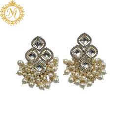 Naitikaarts High Quality Kundan studded Drop Earrings for Girls and Women Jewellery Golden