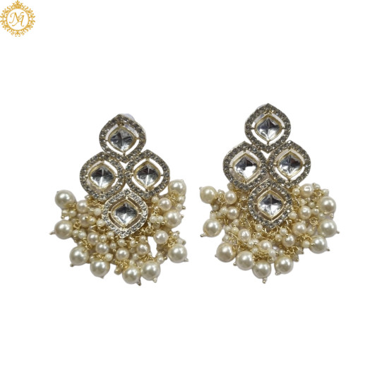 Naitikaarts High Quality Kundan studded Drop Earrings for Girls and Women Jewellery Golden Naitikaarts High Quality Kundan studded Drop Earrings for Girls and Women Jewellery Golden