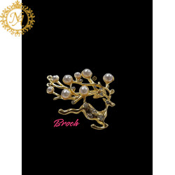 Naitikaarts Elegant Artificial Flower Rhinestone Brooch Pin Brooch Wedding Brooch (Gold)