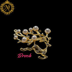 Naitikaarts Elegant Artificial Flower Rhinestone Brooch Pin Brooch Wedding Brooch (Gold)