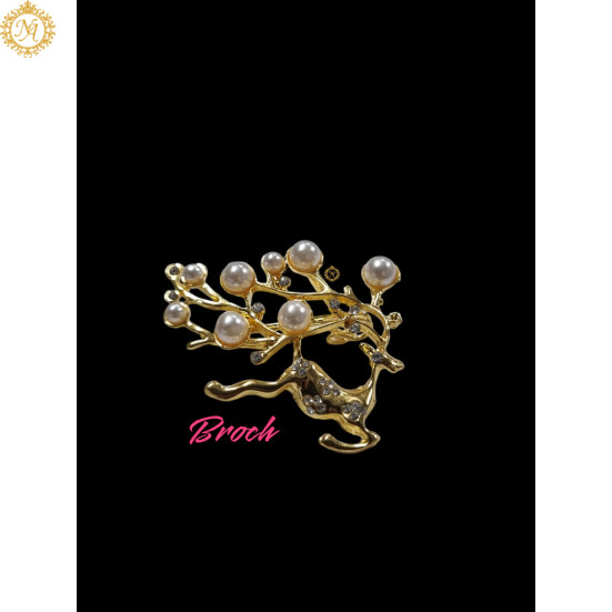 Naitikaarts Elegant Artificial Flower Rhinestone Brooch Pin Brooch Wedding Brooch (Gold)
