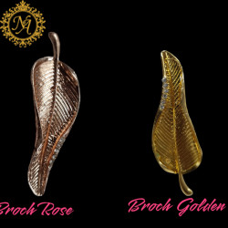 Naitikaarts Elegant Artificial Flower Rhinestone Brooch Pin Brooch Wedding Brooch (Gold & Rose Gold)