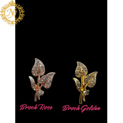 Naitikaarts Elegant Artificial Flower Rhinestone Brooch Pin Brooch Wedding Brooch (Gold & Rose Gold)