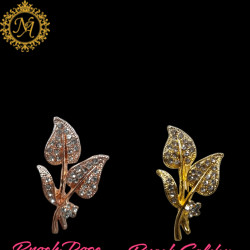 Naitikaarts Elegant Artificial Flower Rhinestone Brooch Pin Brooch Wedding Brooch (Gold & Rose Gold)