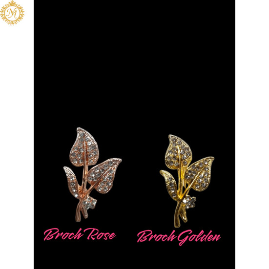 Naitikaarts Elegant Artificial Flower Rhinestone Brooch Pin Brooch Wedding Brooch (Gold & Rose Gold)