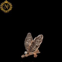 Naitikaarts Elegant Artificial Flower Rhinestone Brooch Pin Brooch Wedding Brooch (Rose Gold)